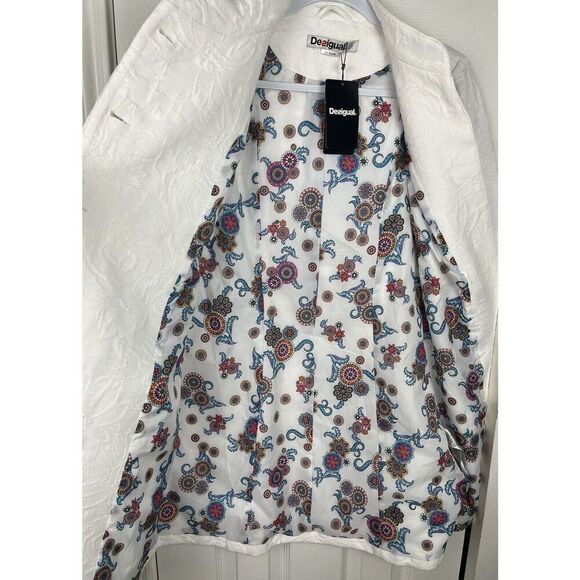 Desigual NWT‎ White Floral Trench Coat Women’s Size 38 EU/4 US - Picture 12 of 12